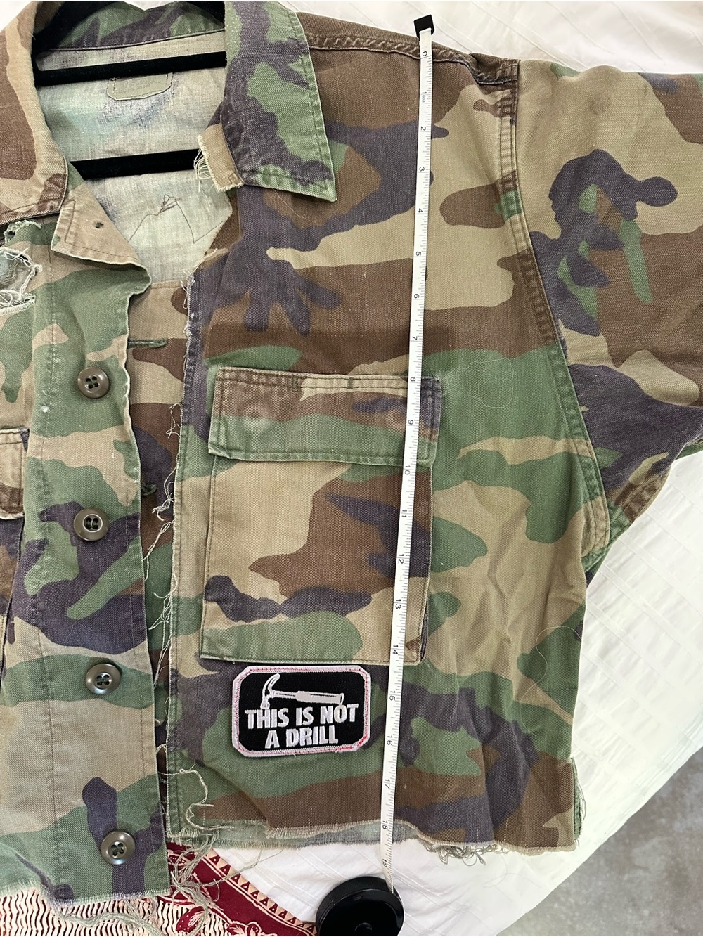 Cropped Distressed Camo Military Jacket - Green/Brown - Picture 9 of 9